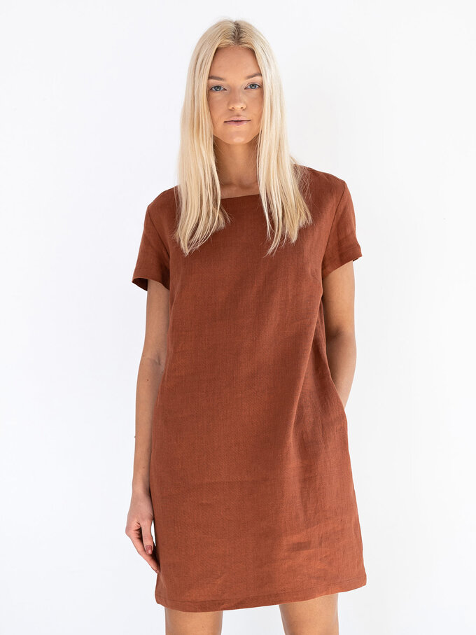 Image 2 of BEATRICE Linen Dress in Rust from Love and Confuse