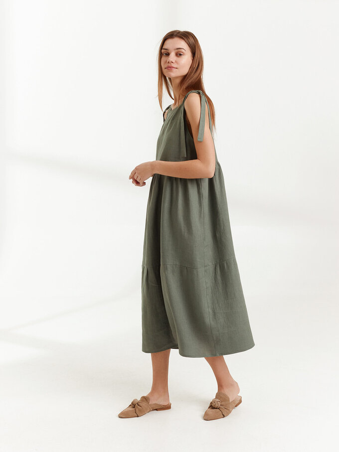 Image 2 of BERRY Linen Strap Dress in Sage Green from ALBERALKIRK