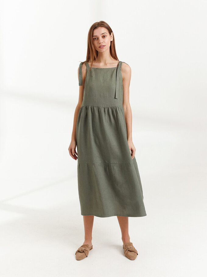 Image 3 of BERRY Linen Strap Dress in Sage Green from ALBERALKIRK
