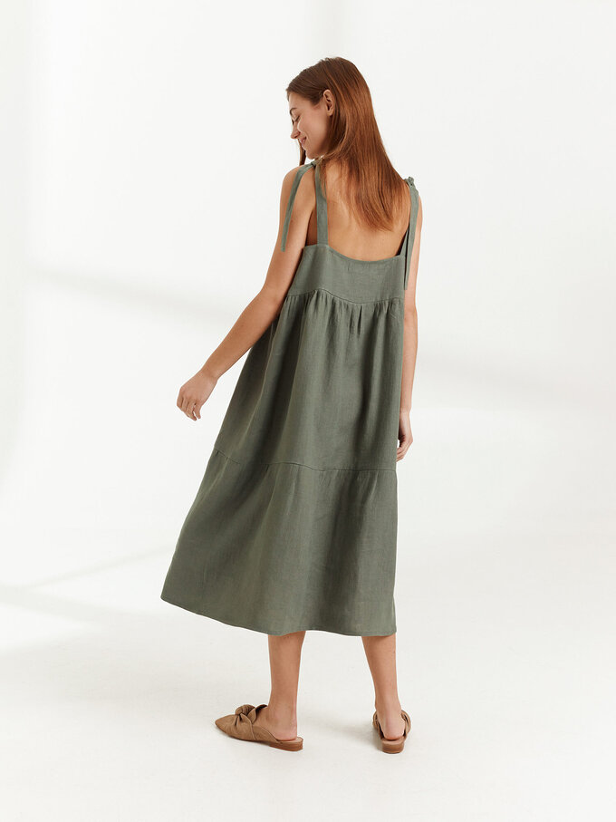 Image 4 of BERRY Linen Strap Dress in Sage Green from ALBERALKIRK
