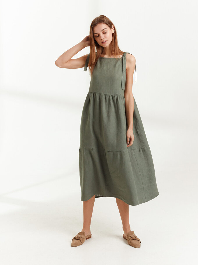 Image 5 of BERRY Linen Strap Dress in Sage Green from ALBERALKIRK