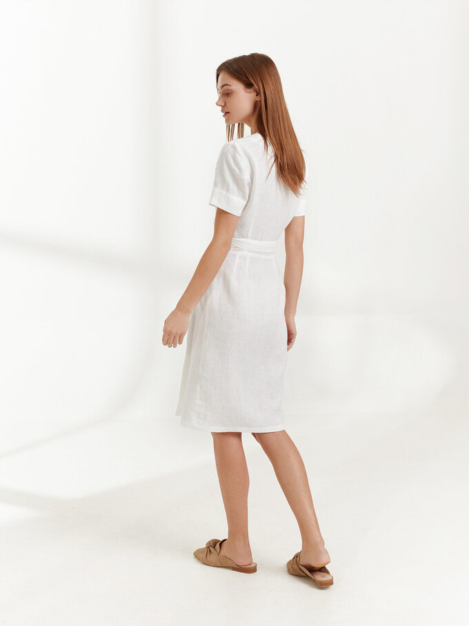 Image 6 of BRIGITTE Linen Wrap Dress in White from ALBERALKIRK