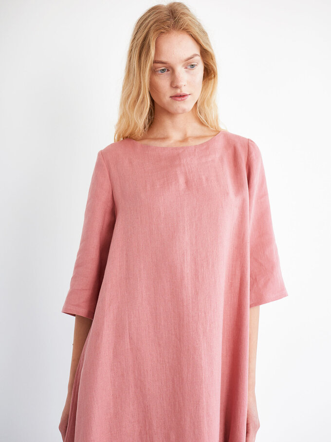 Bild 2 von CHARLOTTE Trapez Leinenkleid in Salmon pink, you can also choose other colors above von ALBERALKIRK