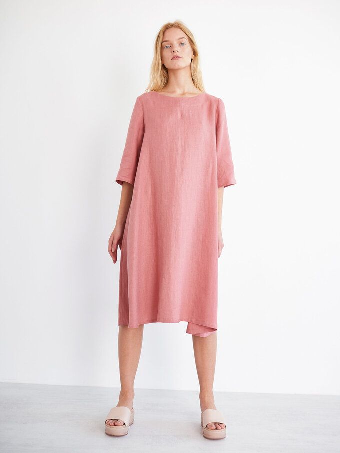 Bild 3 von CHARLOTTE Trapez Leinenkleid in Salmon pink, you can also choose other colors above von ALBERALKIRK