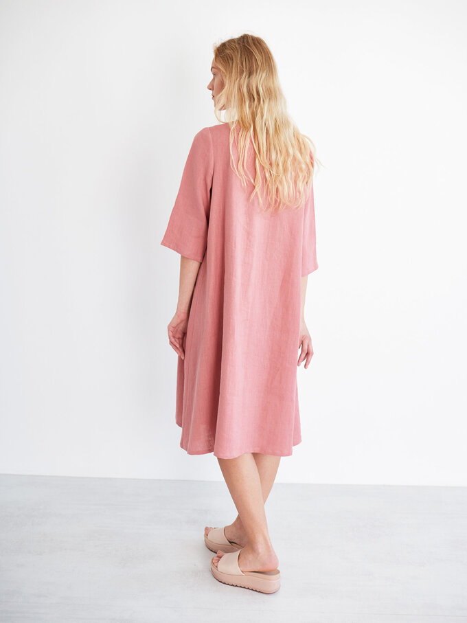 Bild 4 von CHARLOTTE Trapez Leinenkleid in Salmon pink, you can also choose other colors above von ALBERALKIRK