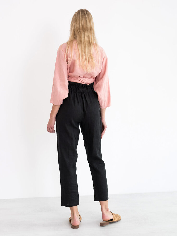 Image 5 of CLAIRE Linen Wrap Top in Pink Spanish from ALBERALKIRK