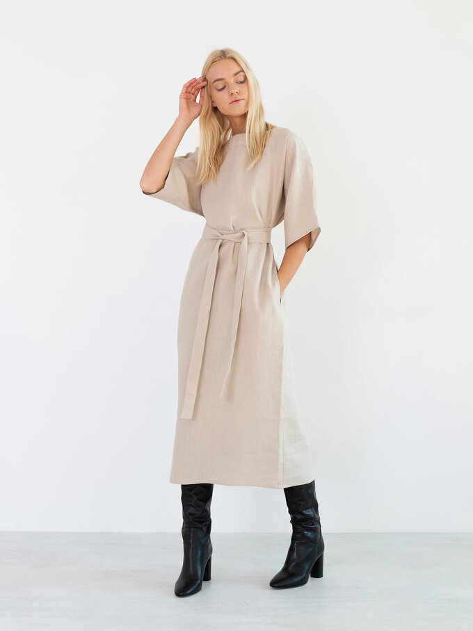 Bild 3 von CLEMENTINE Leinenmidikleid in Beige, you can also choose other colors above von ALBERALKIRK
