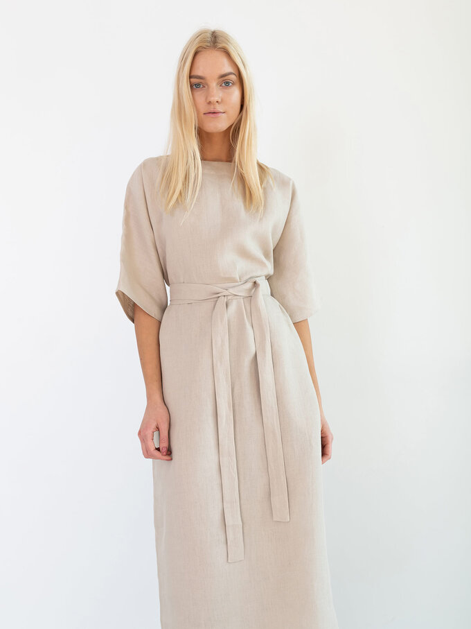 Bild 4 von CLEMENTINE Leinenmidikleid in Beige, you can also choose other colors above von ALBERALKIRK