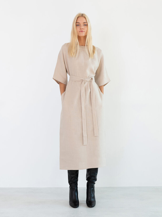 Bild 5 von CLEMENTINE Leinenmidikleid in Beige, you can also choose other colors above von ALBERALKIRK
