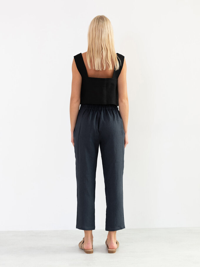 Image 5 of DAHLIA Wide Strap Linen Top in Black from ALBERALKIRK