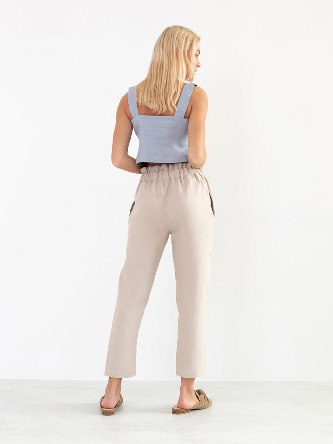 Image 5 of DAHLIA Wide Strap Linen Top in Bluestone from ALBERALKIRK
