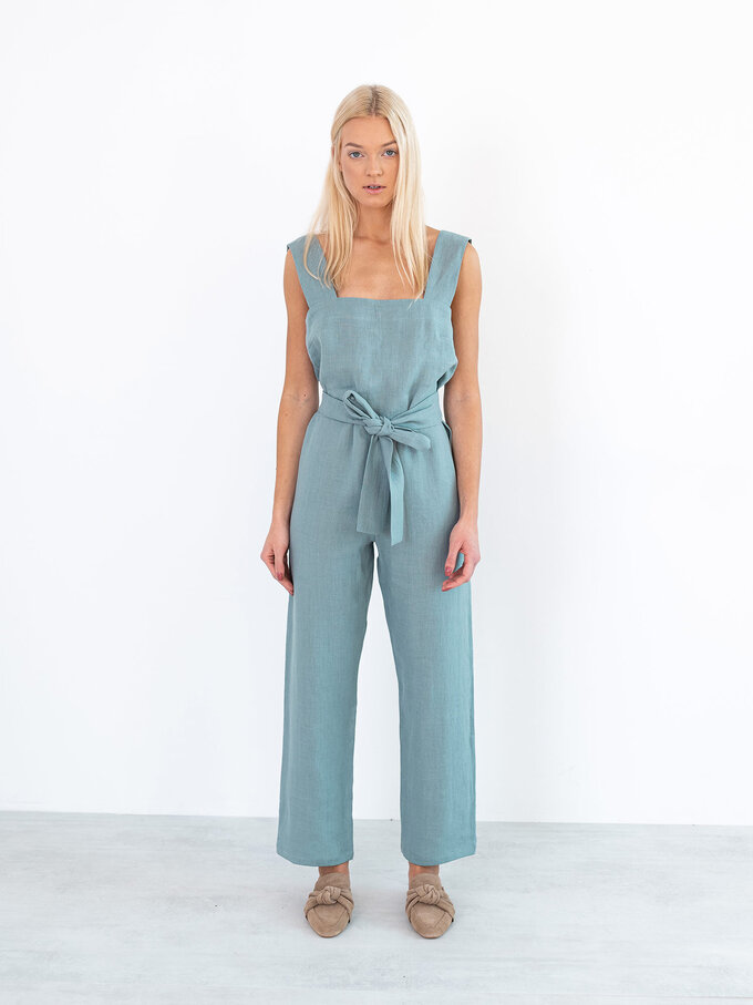 Image 2 of DAKOTA Linen Jumpsuit in Dark Turquoise from ALBERALKIRK