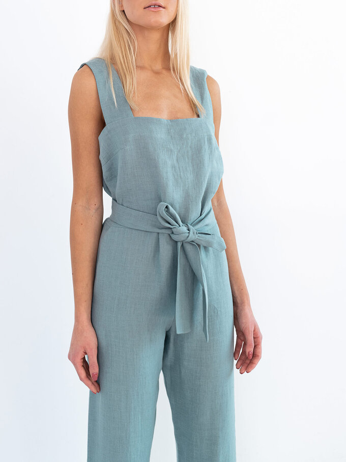 Image 3 of DAKOTA Linen Jumpsuit in Dark Turquoise from ALBERALKIRK
