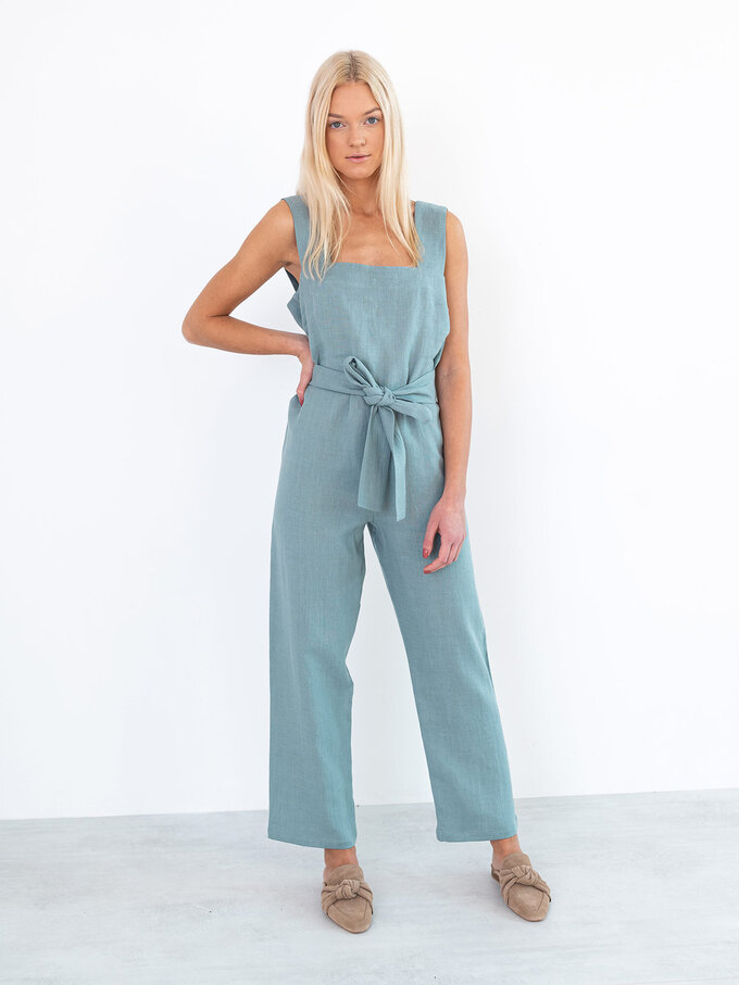 Image 4 of DAKOTA Linen Jumpsuit in Dark Turquoise from ALBERALKIRK