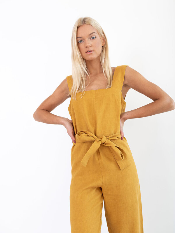 Image 1 of DAKOTA Linen Jumpsuit in Mustard from ALBERALKIRK