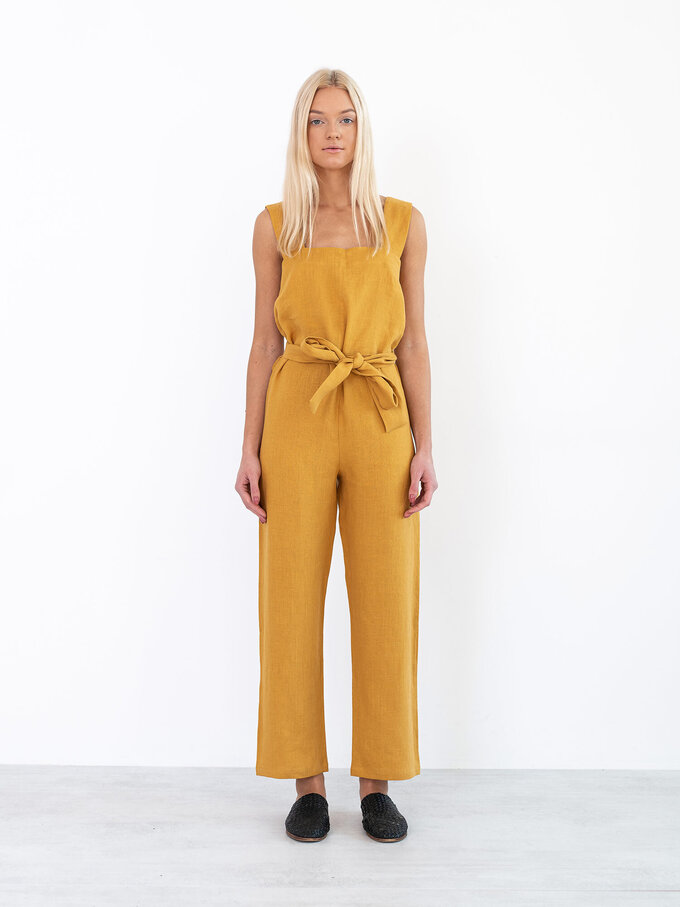Image 2 of DAKOTA Linen Jumpsuit in Mustard from ALBERALKIRK