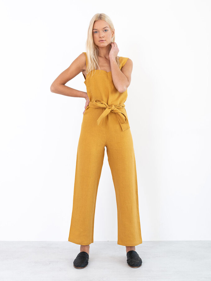 Image 3 of DAKOTA Linen Jumpsuit in Mustard from ALBERALKIRK