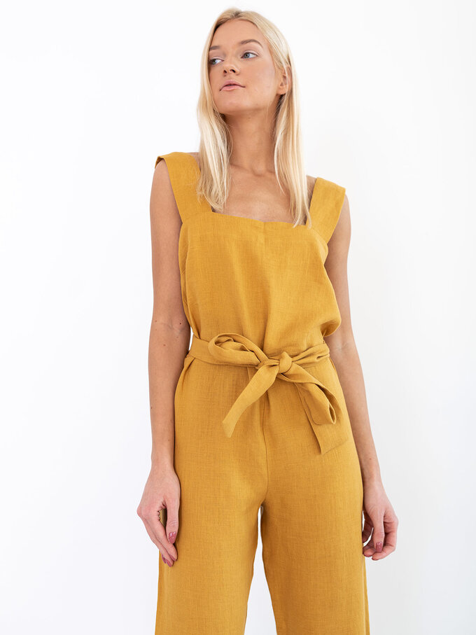 Image 4 of DAKOTA Linen Jumpsuit in Mustard from ALBERALKIRK