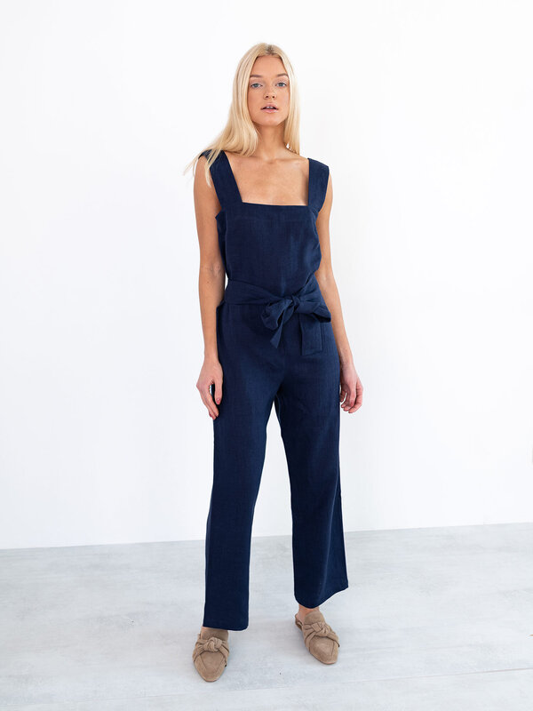 Image 1 of DAKOTA Linen Jumpsuit in Navy Blue from ALBERALKIRK