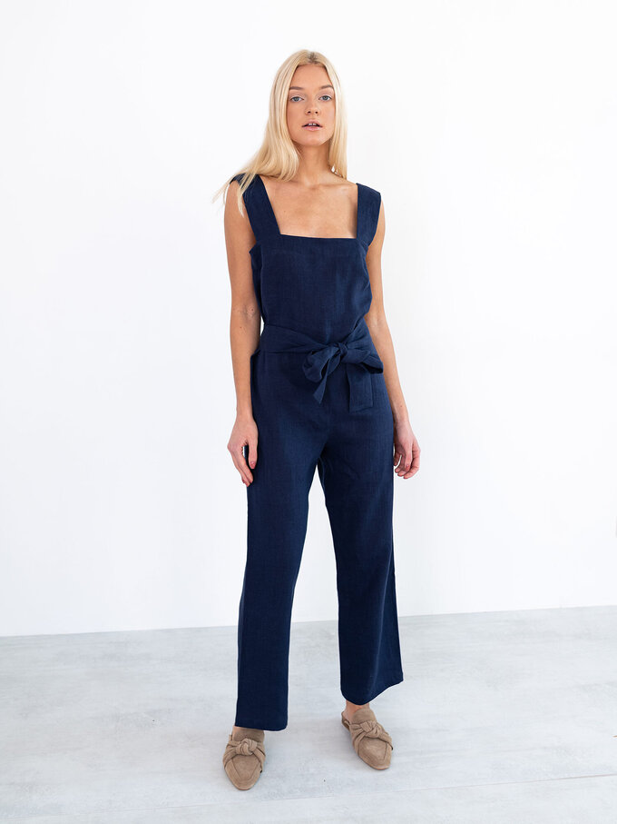 Image 1 of DAKOTA Linen Jumpsuit in Navy Blue from ALBERALKIRK