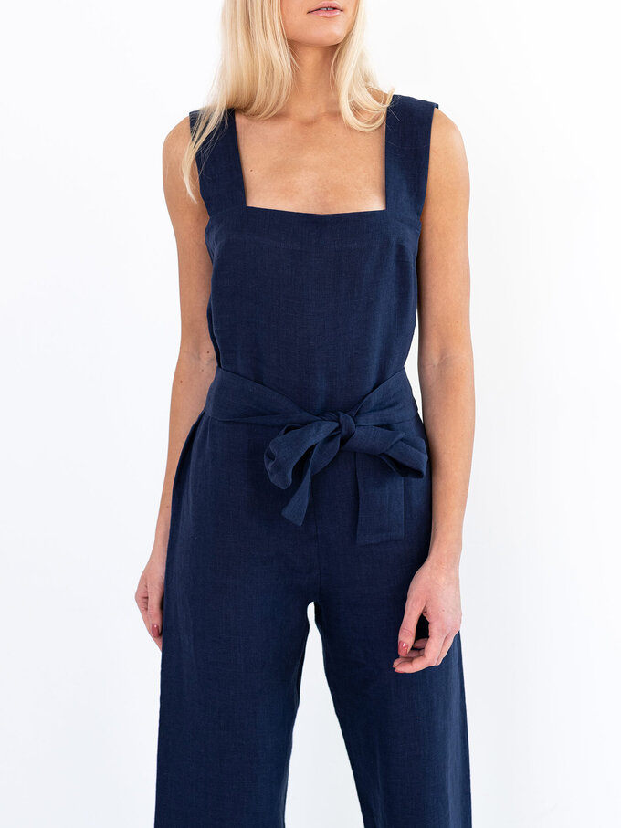 Image 3 of DAKOTA Linen Jumpsuit in Navy Blue from ALBERALKIRK