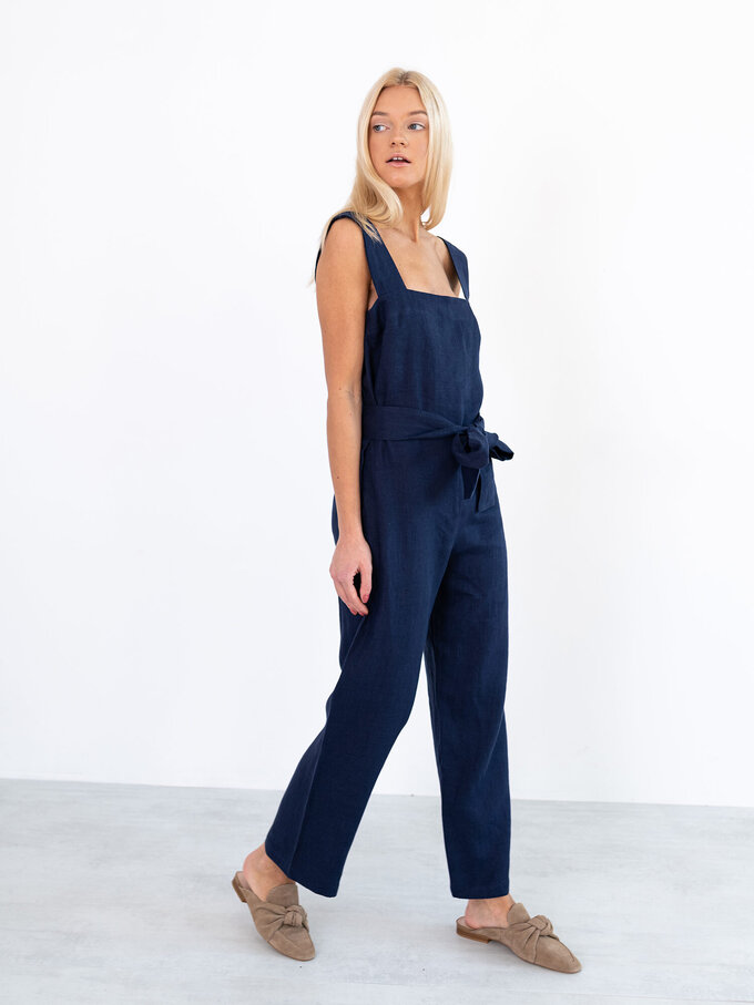 Image 4 of DAKOTA Linen Jumpsuit in Navy Blue from ALBERALKIRK