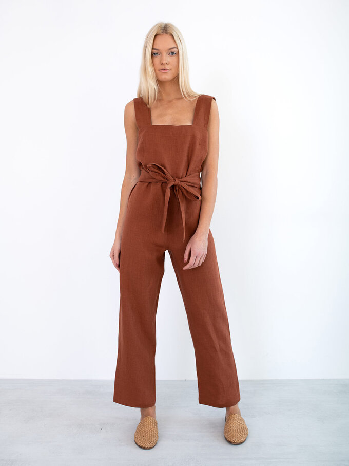 Image 2 of DAKOTA Linen Jumpsuit in Rust from ALBERALKIRK