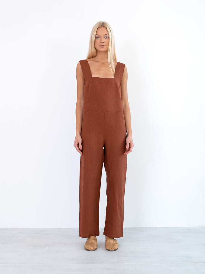 Image 4 of DAKOTA Linen Jumpsuit in Rust from ALBERALKIRK