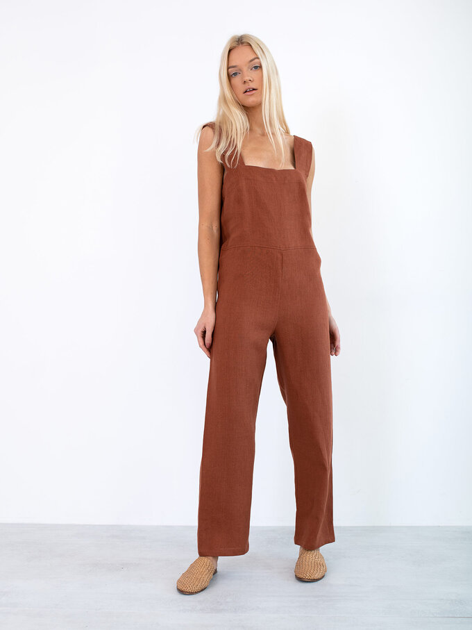 Image 5 of DAKOTA Linen Jumpsuit in Rust from ALBERALKIRK