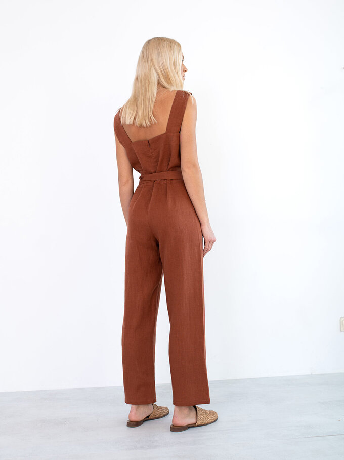 Image 6 of DAKOTA Linen Jumpsuit in Rust from ALBERALKIRK