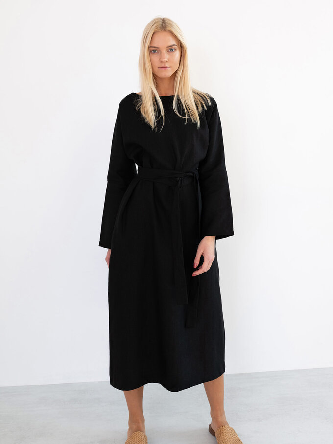Image 2 of DAWN Linen Maxi Dress in Black from ALBERALKIRK