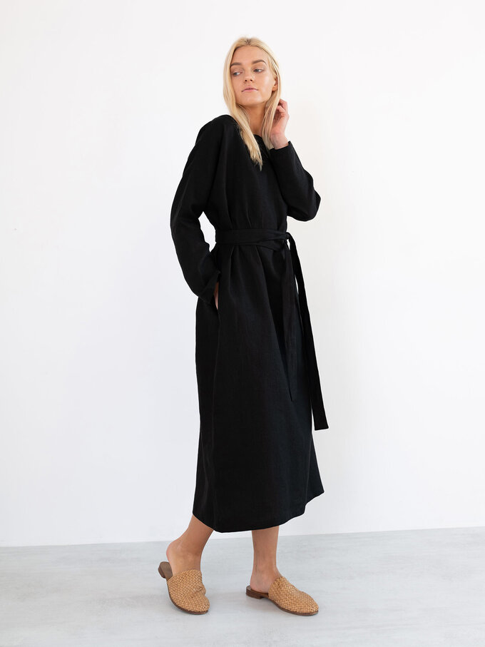 Image 3 of DAWN Linen Maxi Dress in Black from ALBERALKIRK