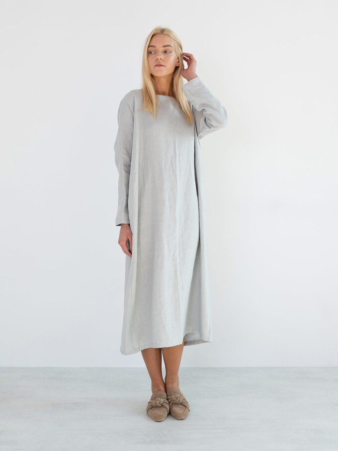 Image 2 of DAWN Linen Maxi Dress in Cloudy Grey from ALBERALKIRK
