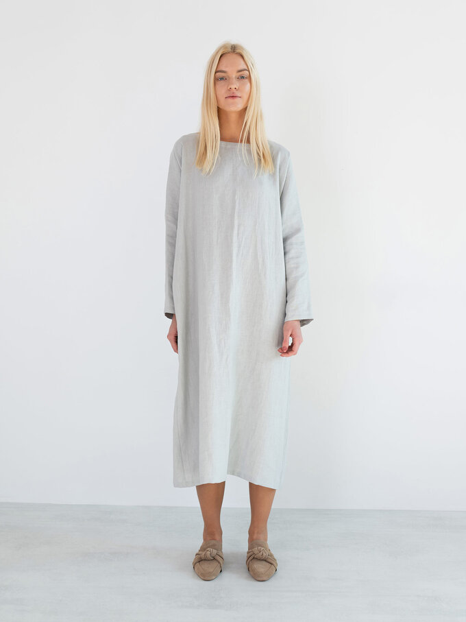 Image 3 of DAWN Linen Maxi Dress in Cloudy Grey from ALBERALKIRK