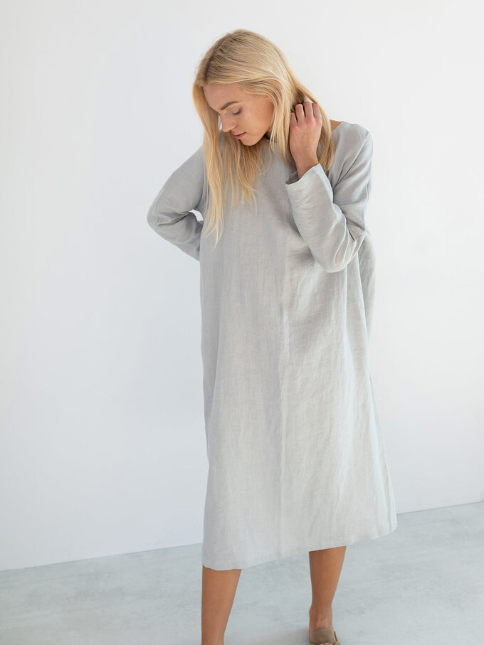Image 4 of DAWN Linen Maxi Dress in Cloudy Grey from ALBERALKIRK