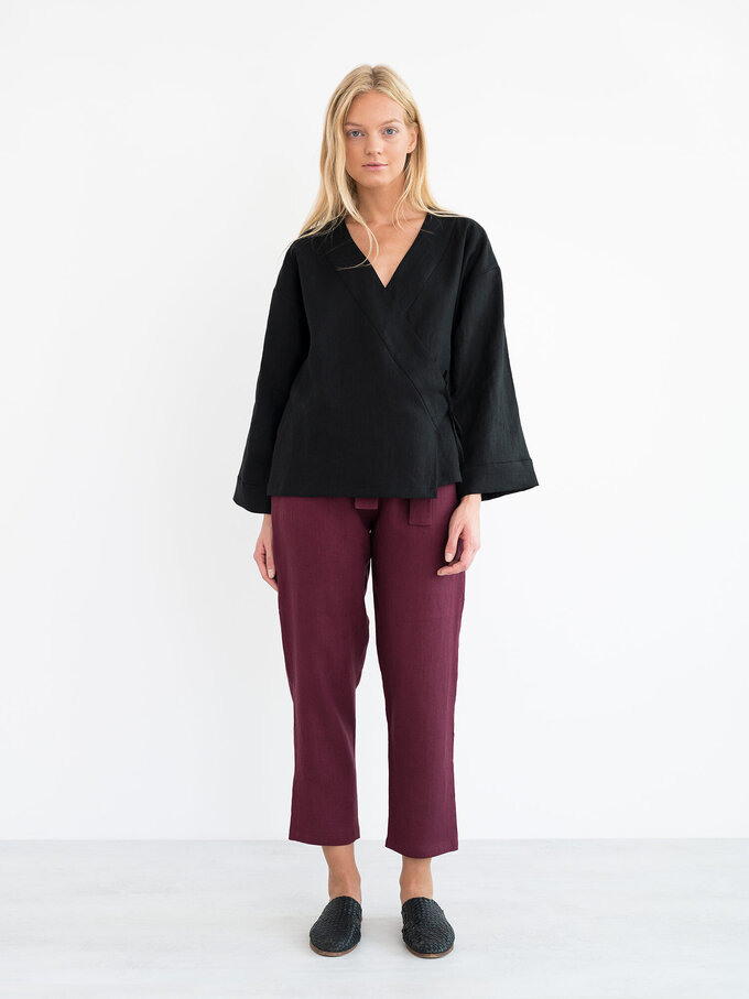 Image 2 of DELILAH Linen Kimono Jacket in Black from ALBERALKIRK