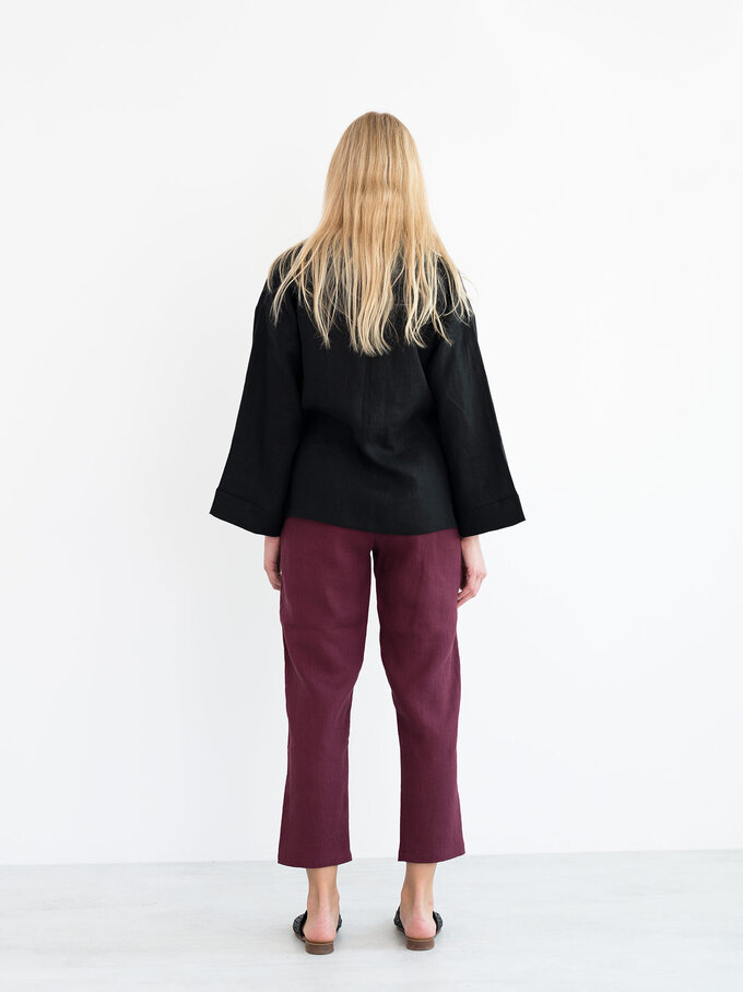 Image 4 of DELILAH Linen Kimono Jacket in Black from ALBERALKIRK
