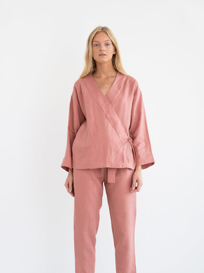 Bild 3 von DELILAH Leinen-Kimonojacke in Salmon pink, you can also choose other colors above von ALBERALKIRK