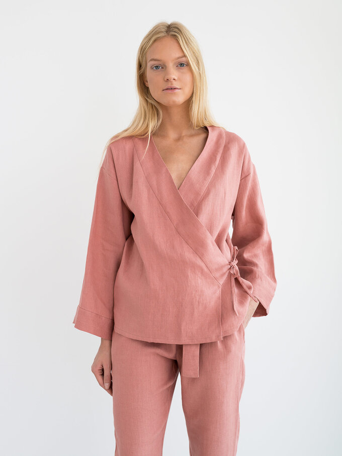 Bild 4 von DELILAH Leinen-Kimonojacke in Salmon pink, you can also choose other colors above von ALBERALKIRK