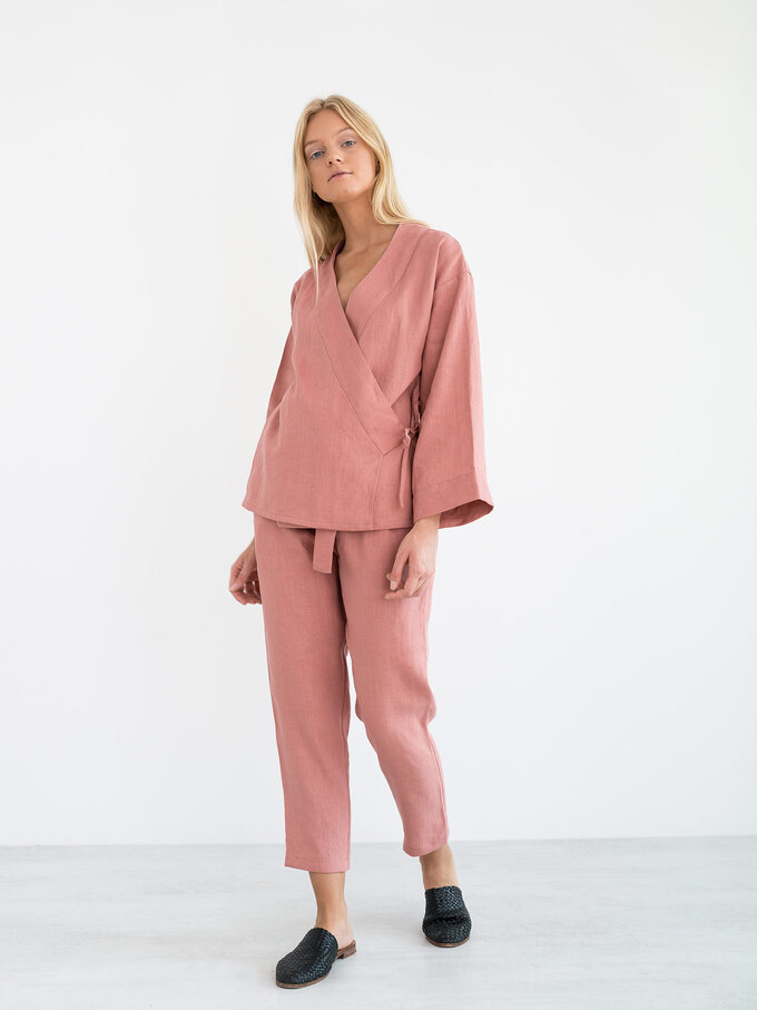 Bild 5 von DELILAH Leinen-Kimonojacke in Salmon pink, you can also choose other colors above von ALBERALKIRK