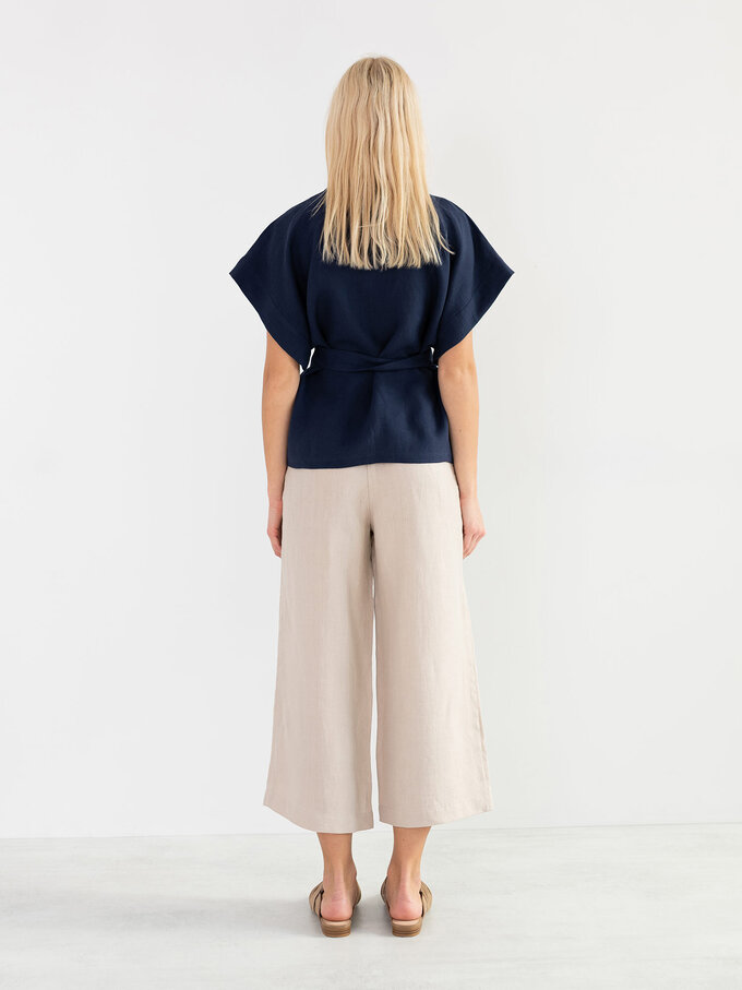 Image 5 of ELI Linen Kimono Top in Navy Blue from ALBERALKIRK