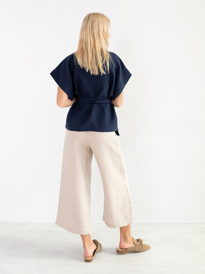 Image 6 of ELI Linen Kimono Top in Navy Blue from ALBERALKIRK