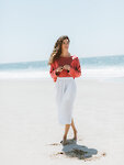 Image 2 of ELLE Linen Midi Skirt in White from ALBERALKIRK