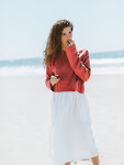 Image 3 of ELLE Linen Midi Skirt in White from ALBERALKIRK