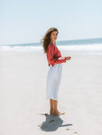 Image 4 of ELLE Linen Midi Skirt in White from ALBERALKIRK