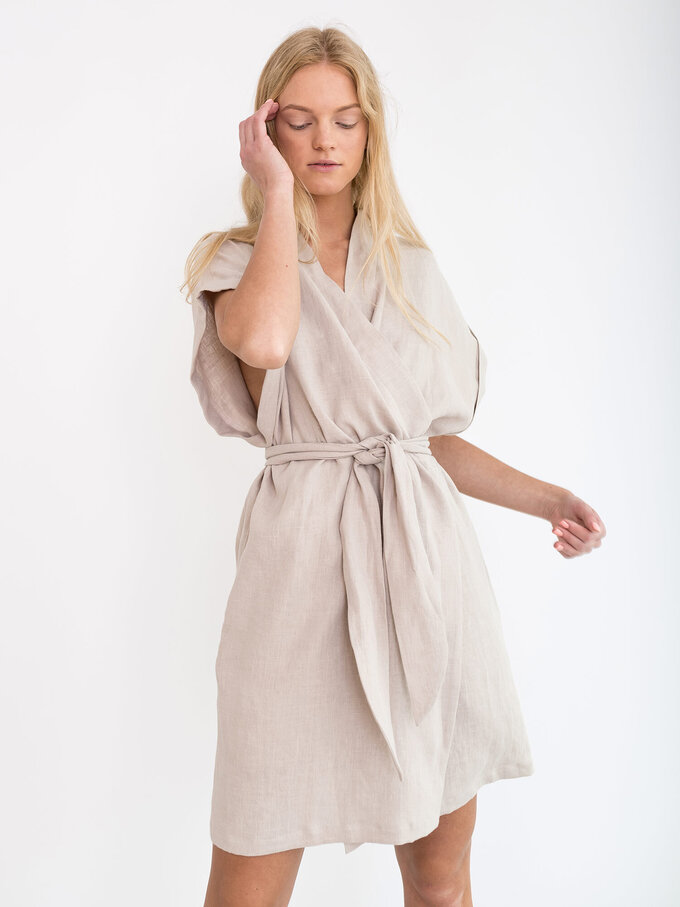 Bild 1 von FAITH Leinen Wickelkleid in Beige, you can also choose other colors above von ALBERALKIRK