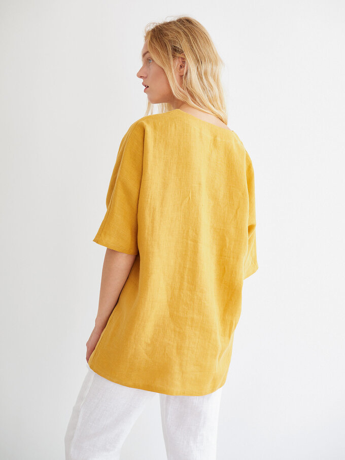 Image 3 of FLORENCE Linen Top in Mustard from ALBERALKIRK