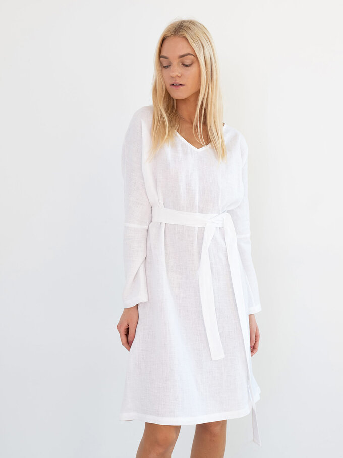 Bild 3 von FRIDA Langarm Leinenkleid in White, you can also choose other colors above von ALBERALKIRK