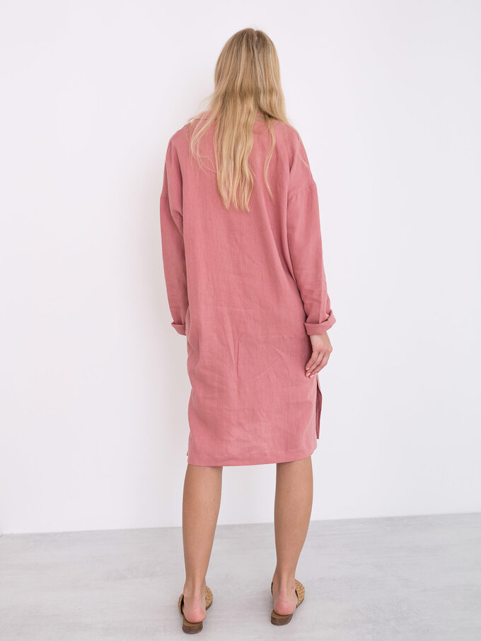 Image 6 of IRIS Linen Shirt Dress in Salmon Pink from ALBERALKIRK