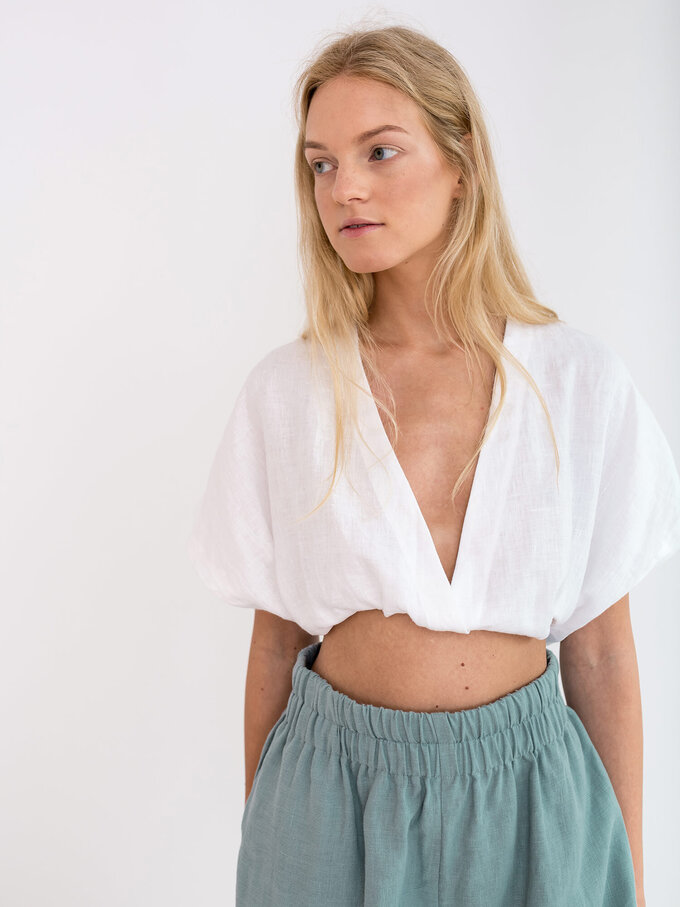 Bild 4 von ISLA - Hochgeschnittene Leinen Shorts in Dark turquoise, you can also choose other colors above von ALBERALKIRK